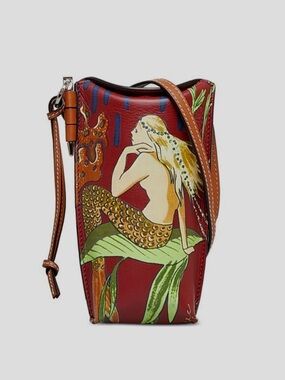 Loewe x Paula's Ibiza Mermaid Leather Pocket Gate Bag Crossbody Double-Sided